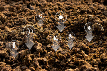 Manure or dung that is dried and with technology icons around.