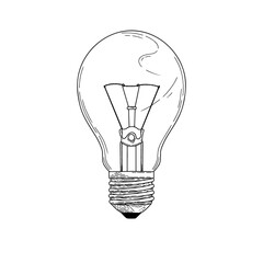 Sketch lightbulb isolated on a white background. Vector