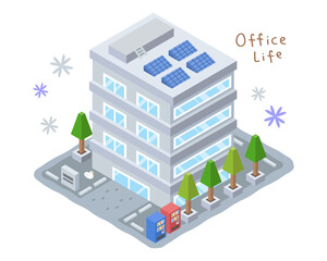 会社のビルのイラスト（四階建て）