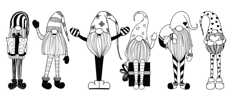 Scandinavian Christmas gnomes. Cute gnomes isolated on a white background.