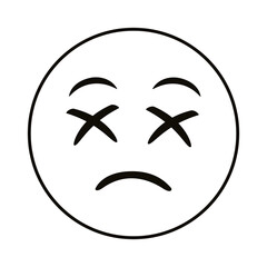 sad emoji face line style icon