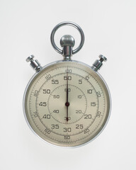 vintage silver stopwatch on white background