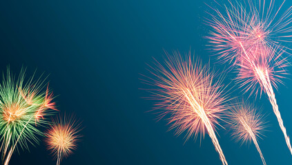 Fireworks light up background the sky with dazzling display for celebration.