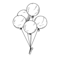Different balloons. Inflatable balls on a string. Vector illustration - 355167913
