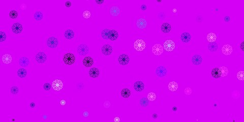 Light Pink vector doodle texture with flowers.