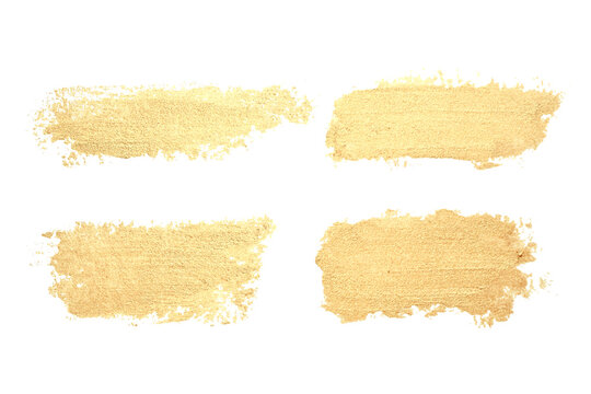 Golden Paint Brush Stroke Set Of Gold Paint Smear With Glittering Texture  Realistic Gold Brush Stroke With Metallic Effect Stock Illustration -  Download Image Now - iStock