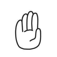 Obraz premium Icon line hand in flat design style, isolated on white background. the palm symbol means stop, warning. for website and app design. hand gesture.