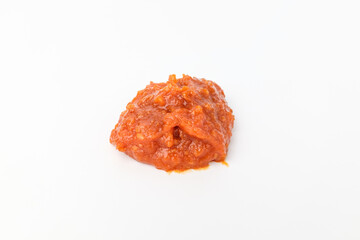 Brown ssamjang on white background