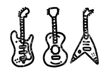 Fototapeta premium Vintage styled guitar template. Music icon or logo for audio store branding and identity.