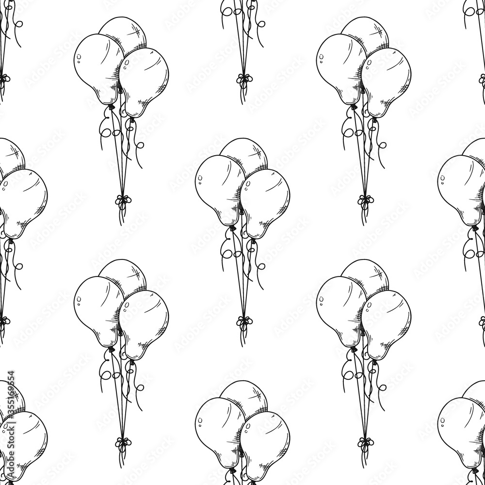 Canvas Prints seamless pattern. different balloons. inflatable balls on a string. vector illustration