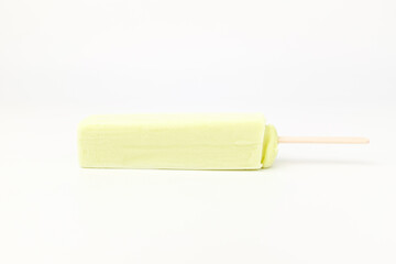 Melon ice cream on white background