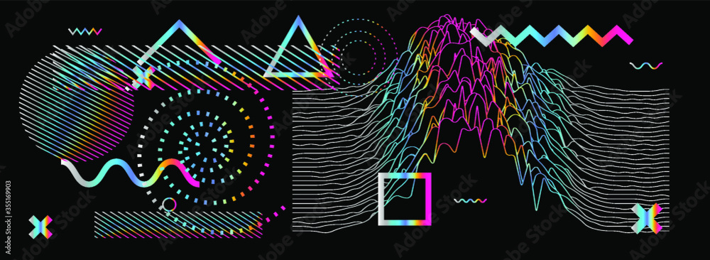 Leinwandbilder Generative art and data visualization of Simplex or Perlin noise function. Abstract glitched background with geometric composition. Futuristic sci-fi illustration.