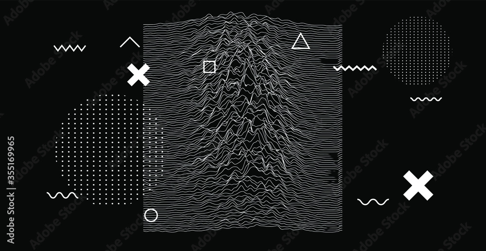 Aufkleber Generative art and data visualization of Simplex or Perlin noise function. Abstract glitched background with geometric composition. Futuristic sci-fi illustration.