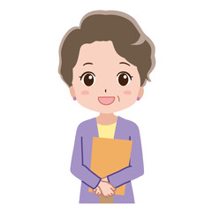 カタログを持つおばあちゃんのイラスト