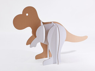 Dinosaur Trex made of cardboard. Idea for the birthday party, dino party or photo session