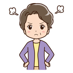 怒っているおばあちゃんのイラスト