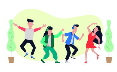 set young man dancing for party. happy joy concept. active youth cheerful for celebrate something.