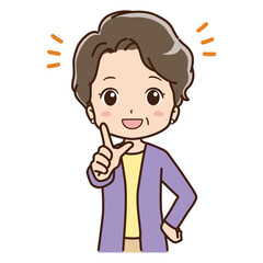 指さしをするおばあちゃんのイラスト