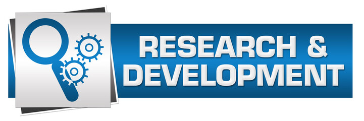 Research And Development Blue Grey Symbol Horizontal 