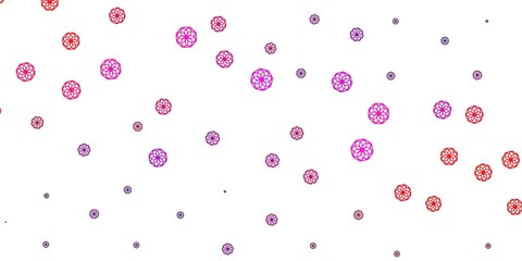 Light Pink, Yellow vector doodle template with flowers.