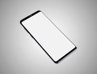 Smartphone modern technology concept,White blank screen smartphone isolated on black and white background.
