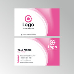 abstract smooth pink curve business card design, professional name card template vector