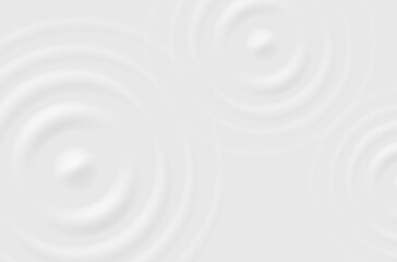 Splash ripple waves water surface. Drop falling on milk. Circles waves on  white background. 