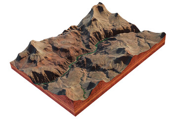 3D rendering Realistic 3D Map of Grand Canyon in the southwestern United States