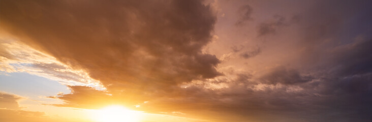 Summer sunset sky panorama background