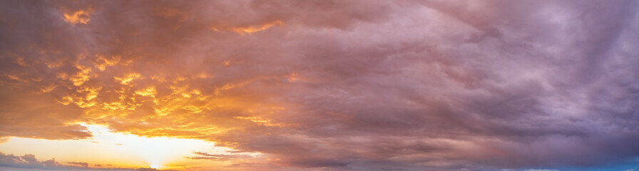 Summer sunset sky panorama background