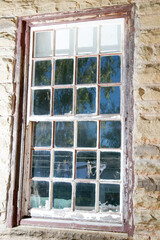 Antique weathered casement sash window on Karoo farm