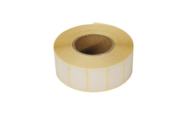 Sticky label on a roll for thermal gun on a white background