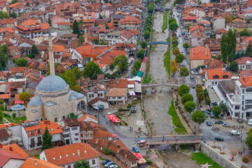 Aerial view of Sinan Pasha mosque in Prizren, Kosovo