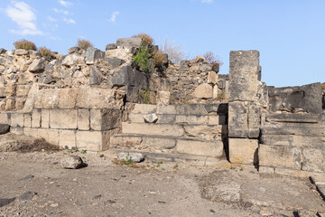 The ruins  of the Greek - Roman city of the 3rd century BC - the 8th century AD Hippus - Susita on the Golan Heights near the Sea of Galilee - Kineret, Israel