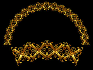 Ornament. Curved segment with fourty-five degree angle, combinable with a straight or ninety degree version, which can be found with the search term Cross