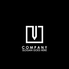 Monogram Logo V initial letter looping linked square line shape design for business style design