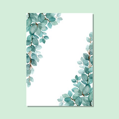 multipurpose card with green leaves watercolor