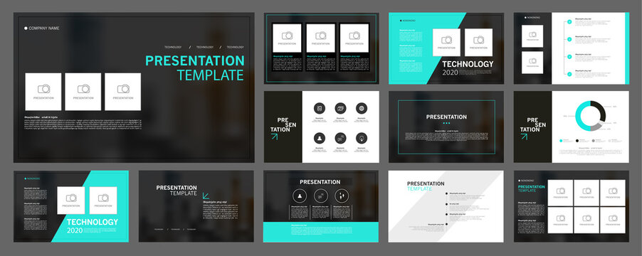 Business presentation templates set. use in presentation, flyer and leaflet, corporate report, marketing, advertising, annual report, banner, annual report brochure, company profile. © TripleP Studio