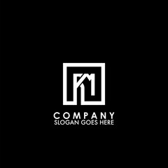 Monogram Logo R and M, RM initial letter looping linked square line shape design for business style design