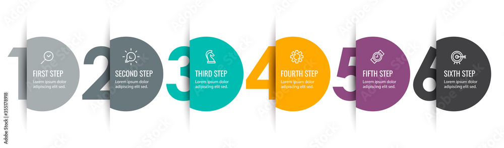 Fototapete vector infographic label design with icons and 6 options or steps. infographics for business concept
