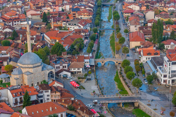 Aerial view of Sinan Pasha mosque in Prizren, Kosovo