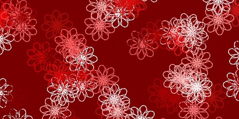 Light Orange vector doodle texture with flowers.