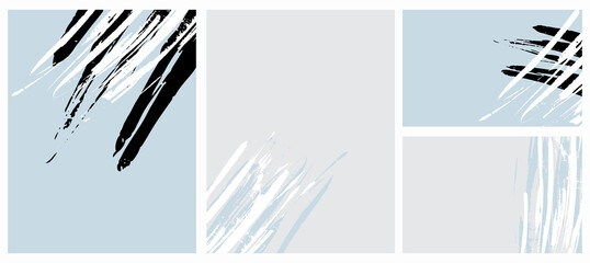 Abstract Geometric Vector Layouts. Irregular Hand Drawn Scribbles Isolated on a Light Blue and Light Gray Background. Simple Abstract Vector Prints Ideal for Layout, Cover, Card, Printing.