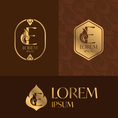 Letter E logo icon design template, Thai Art Style