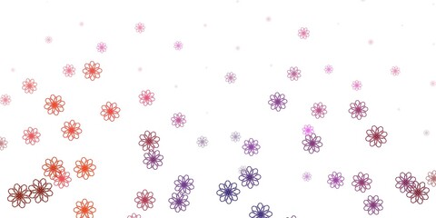 Light Pink, Yellow vector doodle template with flowers.