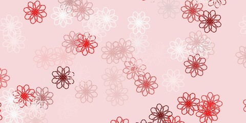Light Red vector doodle texture with flowers.