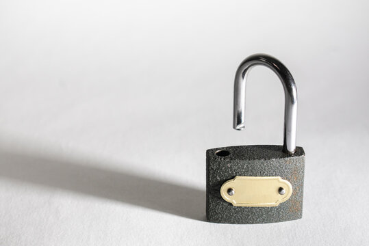 padlock and key  on a white background