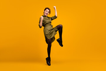 Full length body size view of her she nice-looking fashionable attractive lovely lucky cheerful...