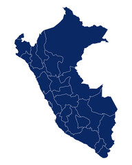 Karte von Peru mit Regionen und Grenzen