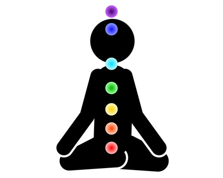 Piktogramm meditieren und die 7 Chakras